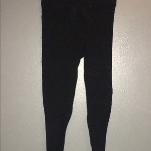 Black knit sweater leggings w/ braided side detail